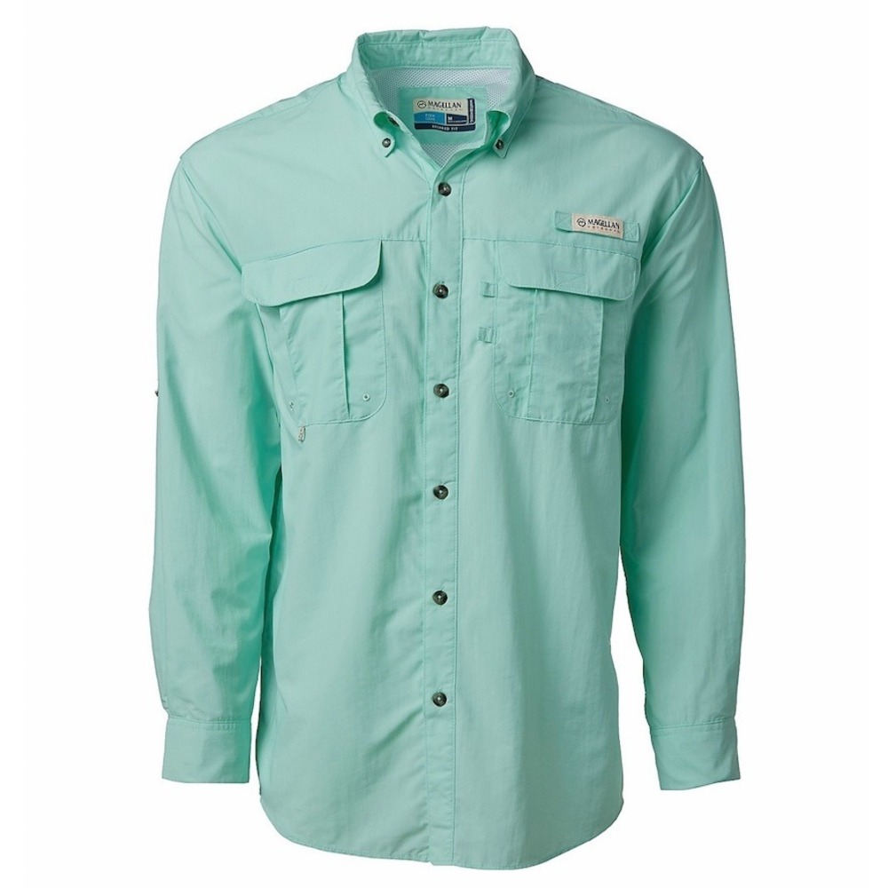 Magallen Outdoors Blue Laguna Madre Long Sleeve Fishing Shirt Angler Fit Mens XS